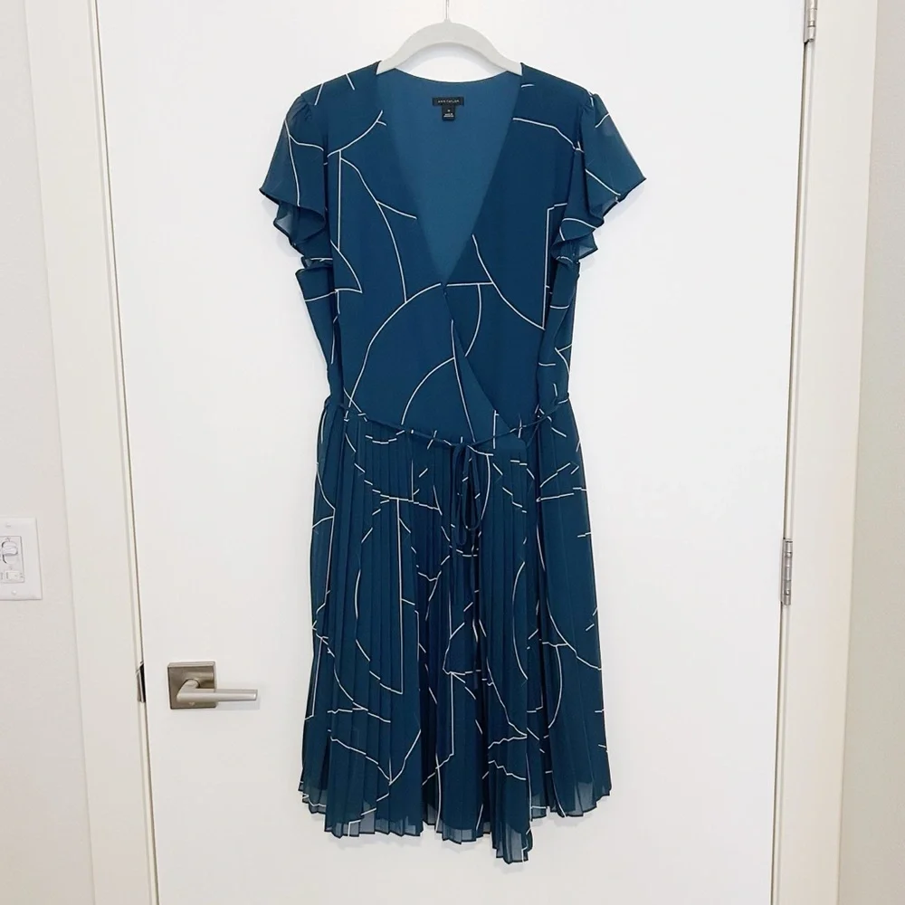Ann Taylor Geo Chiffon Wrap Dress - Picture 3 of 8